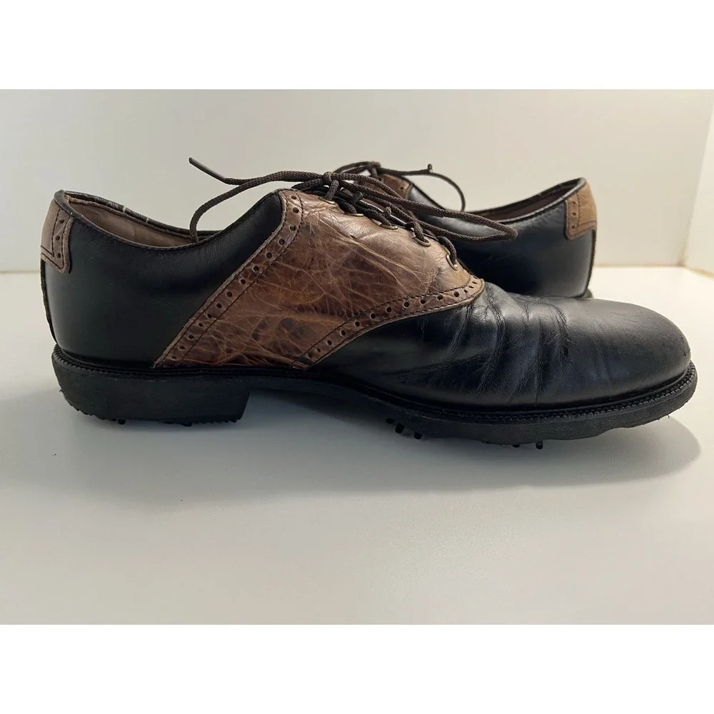 VTG FootJoy Classic Mens 10 1/2 M Golf Shoes BLK/BRN Croc 52236